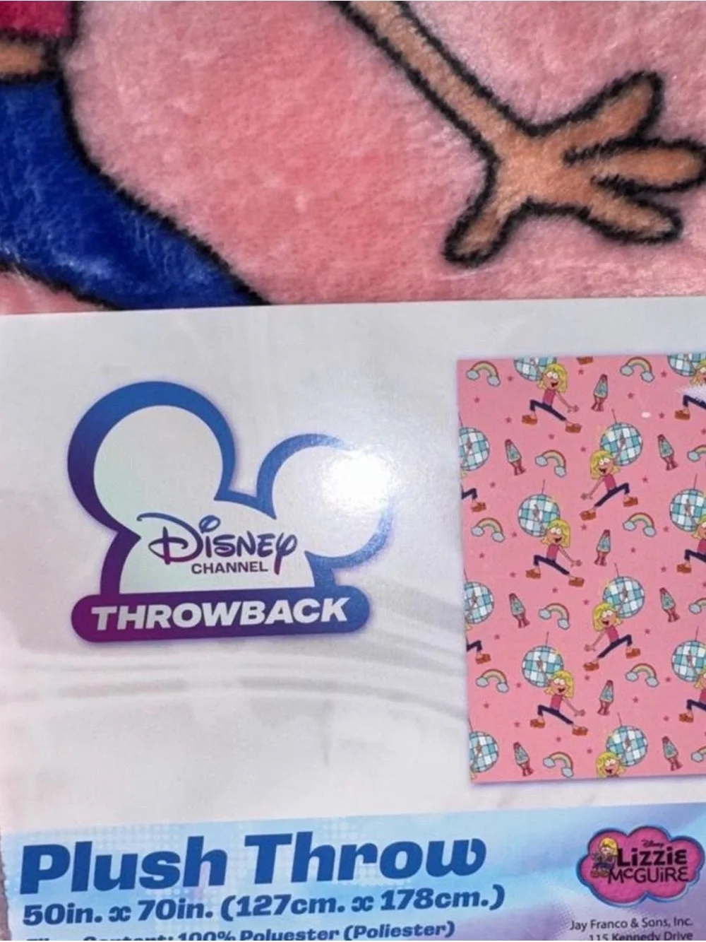 Disney Channel Throwback Lizzie McGuire Plush Throw Blanket Pink 50x70 NWT